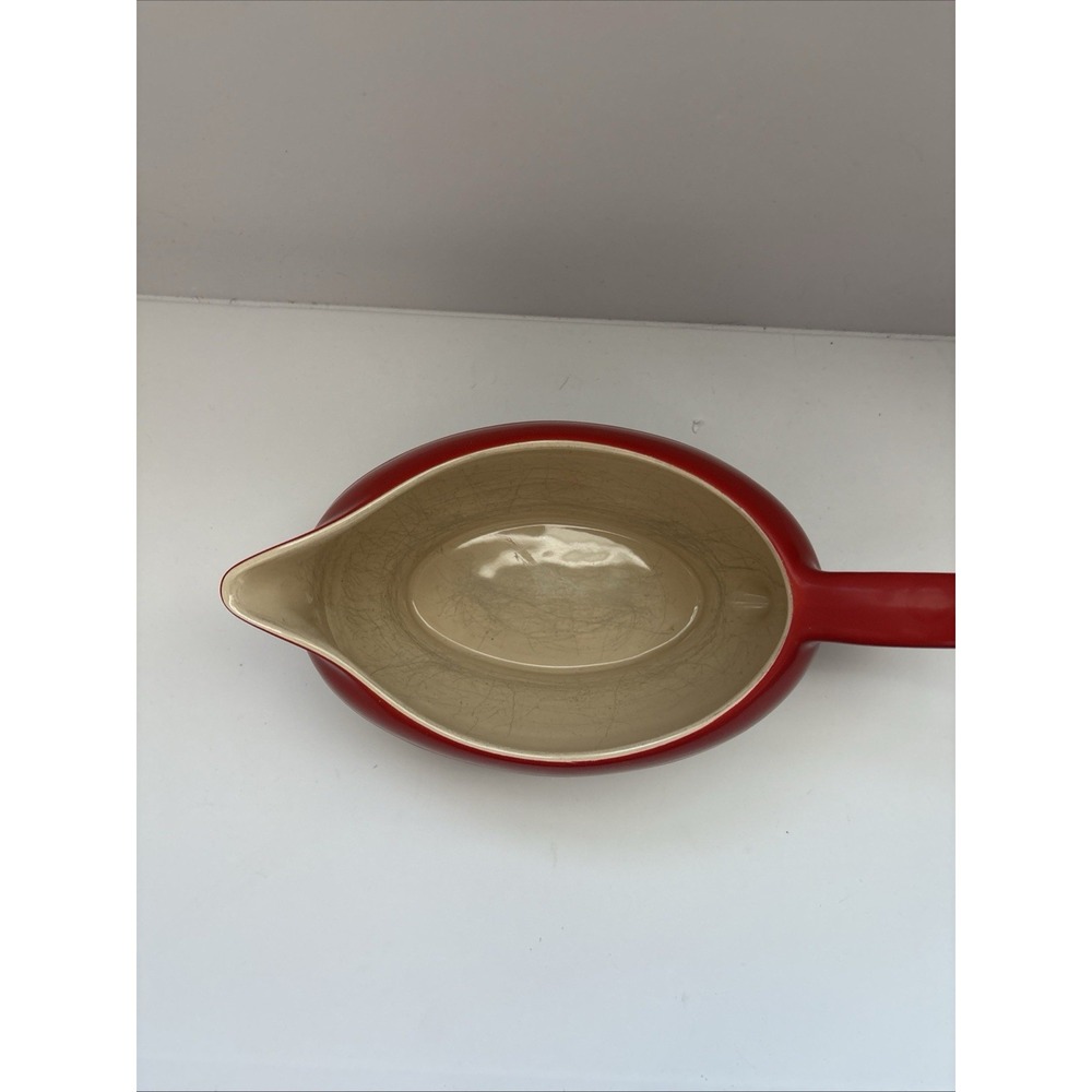 Le Creuset Red Stoneware Gravy Boat With Matching Underplate 07.28 - Picture 7 of 8